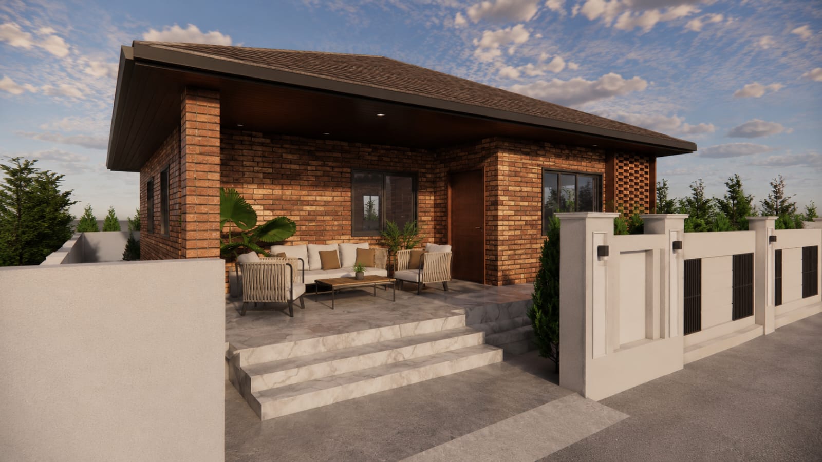 Veranda with brick jaali