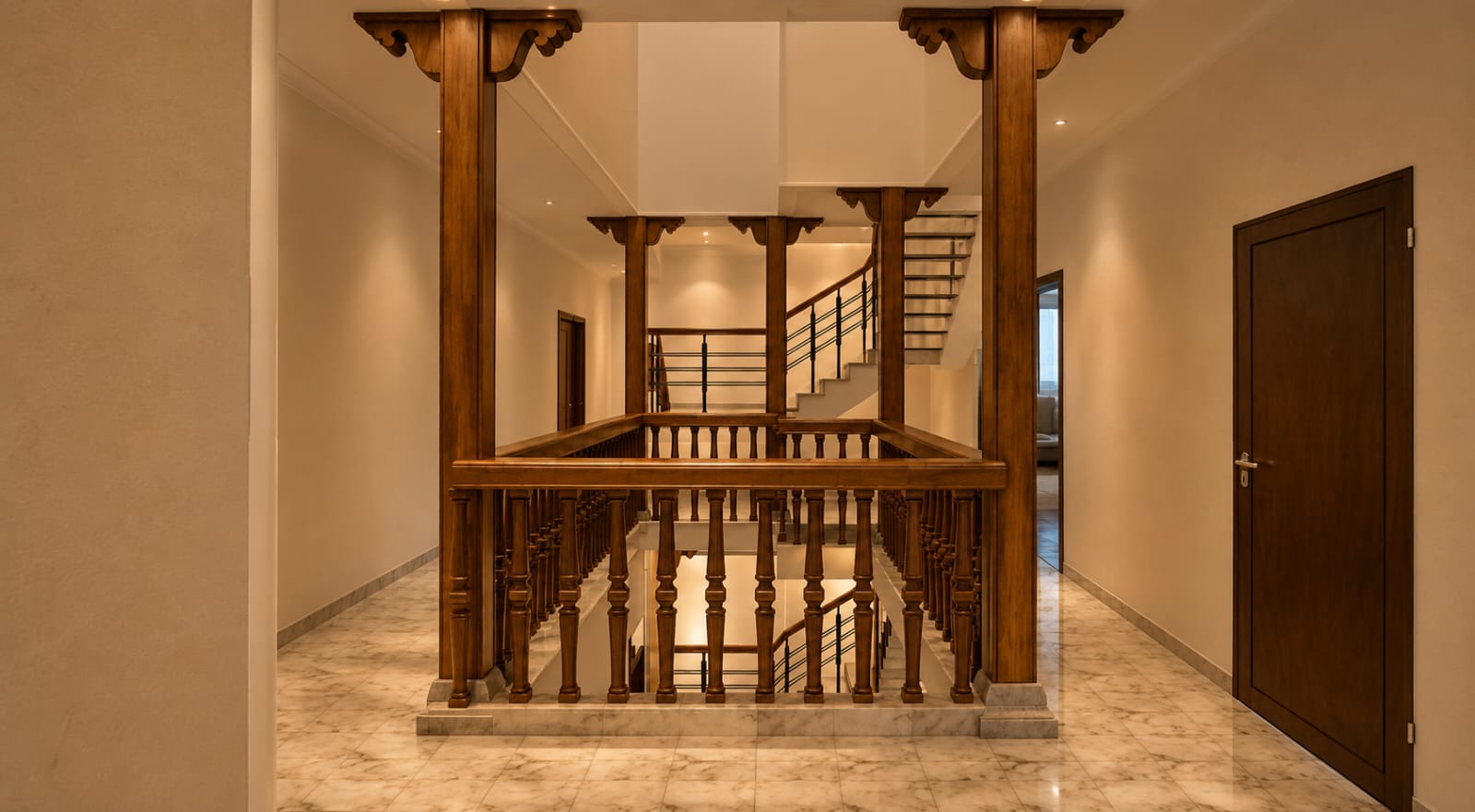 Balustrade detail on marble floor