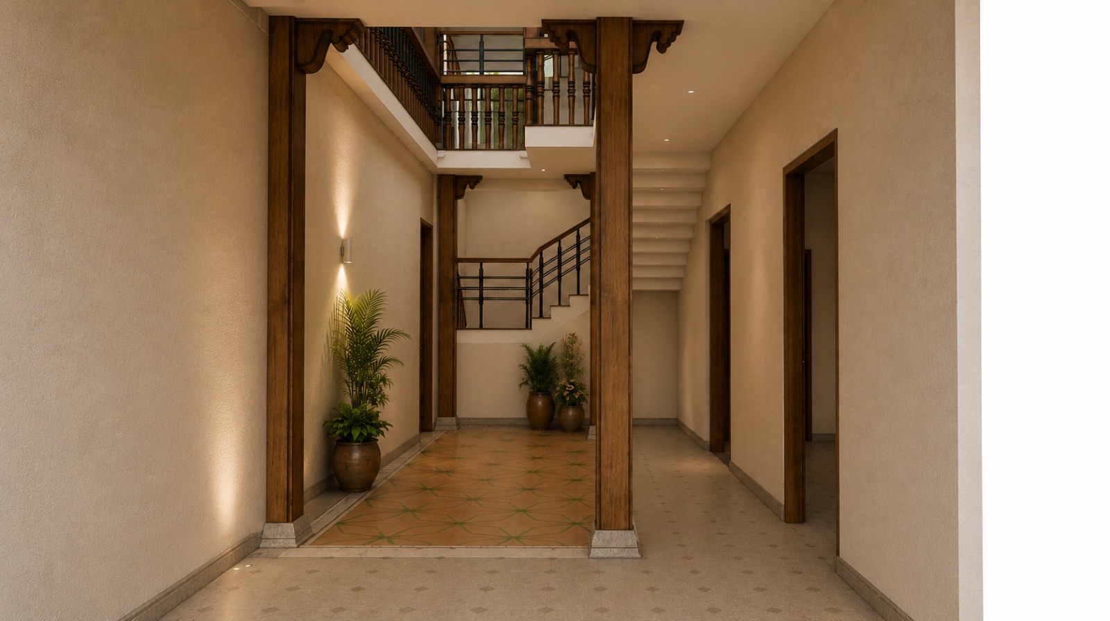 Lower corridor with pottery